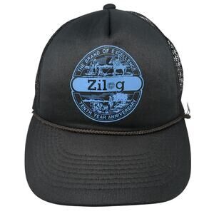 The Brand of Excellence Zilog Trucker Cap Black OS Adjustable Rope That Hat